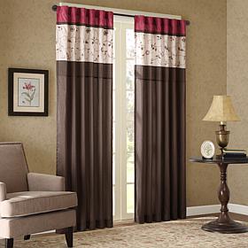 Madison Park Serene Embroidered Panel Curtain-Red-50"x84"