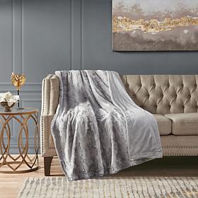 Madison Park Zuri Oversized Faux Fur Throw 60"x70" -  Grey 