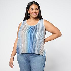 Mark & James by Badgley Mischka Draped Striped Sequin Top
