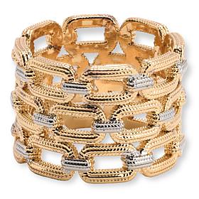 MarlaWynne 2-Tone Textured Oval Link Design Band Ring