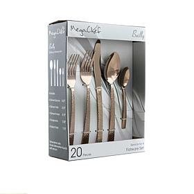 MegaChef Baily 20 Piece Flatware Utensil Set, Stainless Steel Silve...