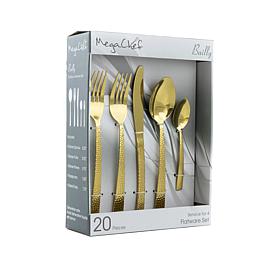 MegaChef Baily 20 Piece Flatware Utensil Set, Stainless Steel Silve...