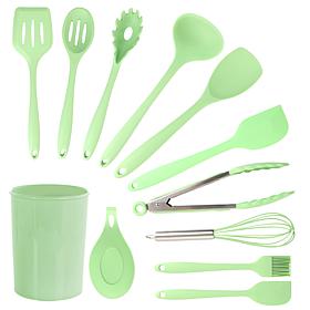 MegaChef Mint Green Silicone Cooking Utensils, Set of 12