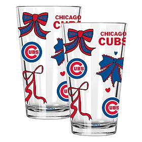Memory Company 2-pack MLB 16oz Bow Pint Glasses, Chicago Cubs