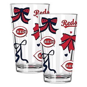 Memory Company 2-pack MLB 16oz Bow Pint Glasses, Cincinnati Reds