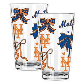 Memory Company 2-pack MLB 16oz Bow Pint Glasses, New York Mets