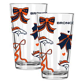 Memory Company 2-pack NFL 16oz Bow Pint Glasses, Denver Broncos
