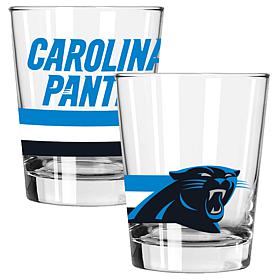 Memory Company Big Stripes Carolina Panthers 2pk 15oz Dbl Old Fashion