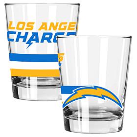 Memory Company Big Stripes LA Chargers 2pk 15oz Double Old Fashion