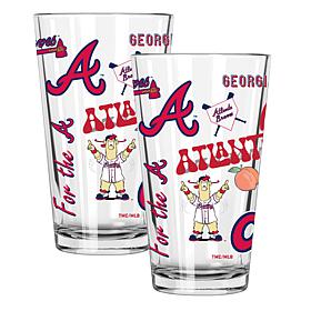 Memory Company MLB Braves 16-oz Stainless Steel Pint Glasses 2-Pack