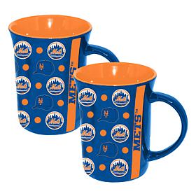 Memory Company MLB Mets 15oz Ceramic Team Spirit Mug - 2-Pack