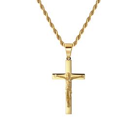 Men's Stainless Steel Crucifix Pendant with Chain Necklace