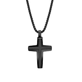 Men's Stainless Steel Layered Cross Pendant with Chain Necklace