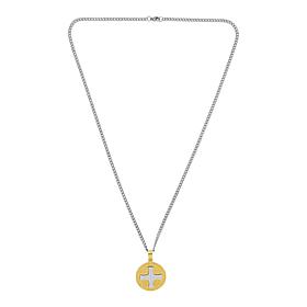 Men's Two-Tone Stainless Steel Lord's Prayer Cross Medallion 