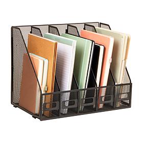 Mind Reader 5-Compartment Vertical File Organizer, Black Metal Mesh