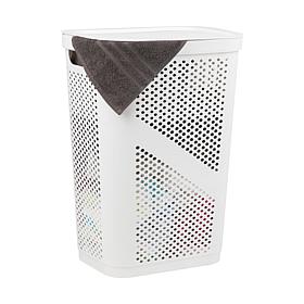 Mind Reader 60-Liter Lightweight Plastic Laundry Hamper - White