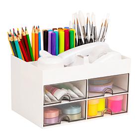 Mind Reader Craft Supply Organizer with Top Tray and 4 Drawers