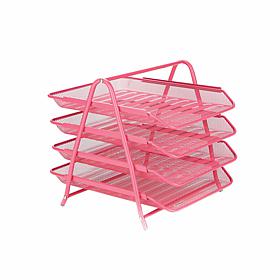 Mind Reader Desk Organizer with 4 Sliding Paper Trays - Yellow