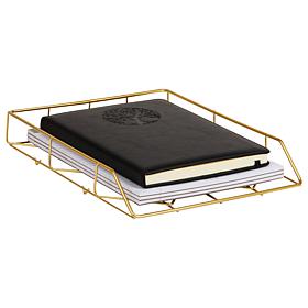 Mind Reader Gold Geometric Paper Tray Modern Organizer