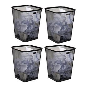Mind Reader Mesh Trash Can Waste Paper Basket Square Metal Set of 4
