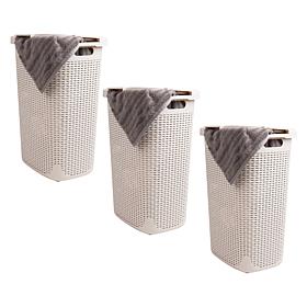 Mind Reader Plastic 60L Laundry Hamper Lid Set of 3 Ivory