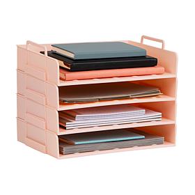 Mind Reader Plastic Stackable Paper Tray 4 Pieces Black