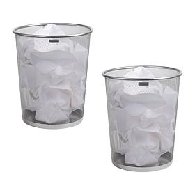 Mind Reader Round Metal Mesh Trash Waste Paper Basket Set of 2