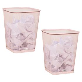 Mind Reader Square Mesh Trash Can Waste Paper Basket Set of 2