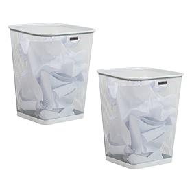 Mind Reader Square Mesh Trash Can Waste Paper Basket Set of 2