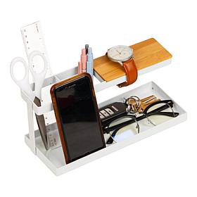 Mind Reader Tower Deskbar Organizer with Wood Platform