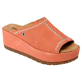 Minnetonka® Paislee Whipstitch Suede Wedge Slide Sandal