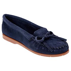 Minnetonka® Tie Slip-On Genuine Suede Moccasin Loafer 