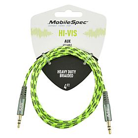 MobileSpec Hi-Vis 4ft Aux Cable, Yellow