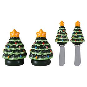 Mr. Christmas Salt & Pepper Shakers with Spreaders Set