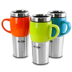 Mr. Coffee Traverse 3 Piece 16 Ounce Stainless Steel and Ceramic Tr...
