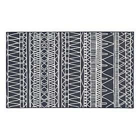 My Magic Carpet Chelsea Tribal Aztec Dark Grey Washable Area Rug 5'x7'