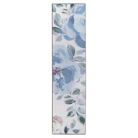 My Magic Carpet Sasha Floral Cream Blue Washable Runner Rug 2.5'x10'
