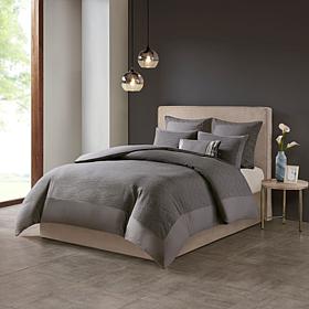 N Natori Hanae Cotton Blend 3-piece King Duvet Cover Set - Grey