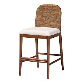 Nadim Rustic Acacia Wood & Seagrass Counter Stool