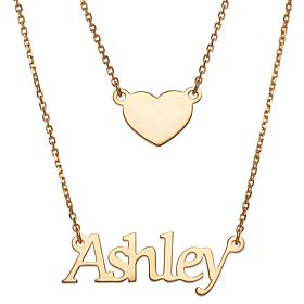 Name and Heart Layered Double Necklace