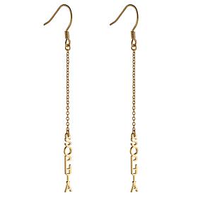 Name with Chain Dangle Earrings