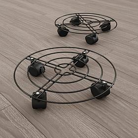 Nature Spring Metal Plant Caddy Set of 2 - Black