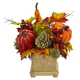 Nearly Natural 11” Pumpkin/Gourd/Berry/Leaf Artificial Arrangement