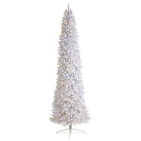 Nearly Natural 12’ Slim White  Christmas Tree with 1100 Lights