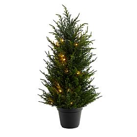 Nearly Natural 18 in. Cedar Artificial Tree with Lights UV Resistant