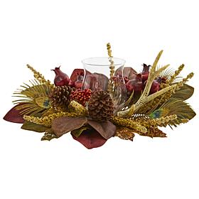Nearly Natural 19” Antler/Feather Artificial Candelabrum Arrangement