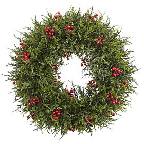Nearly Natural 20" Cedar Berry Wreath
