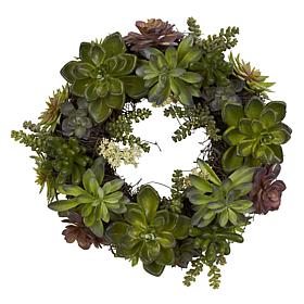 Nearly Natural 20" Succulent Wreath