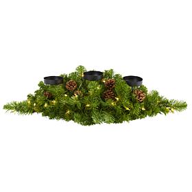 Nearly Natural 30-in. Christmas Pine Triple Candelabrum with Lights