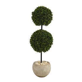 Nearly Natural 45” Boxwood Artificial Topiary Sand Planter UVResistant